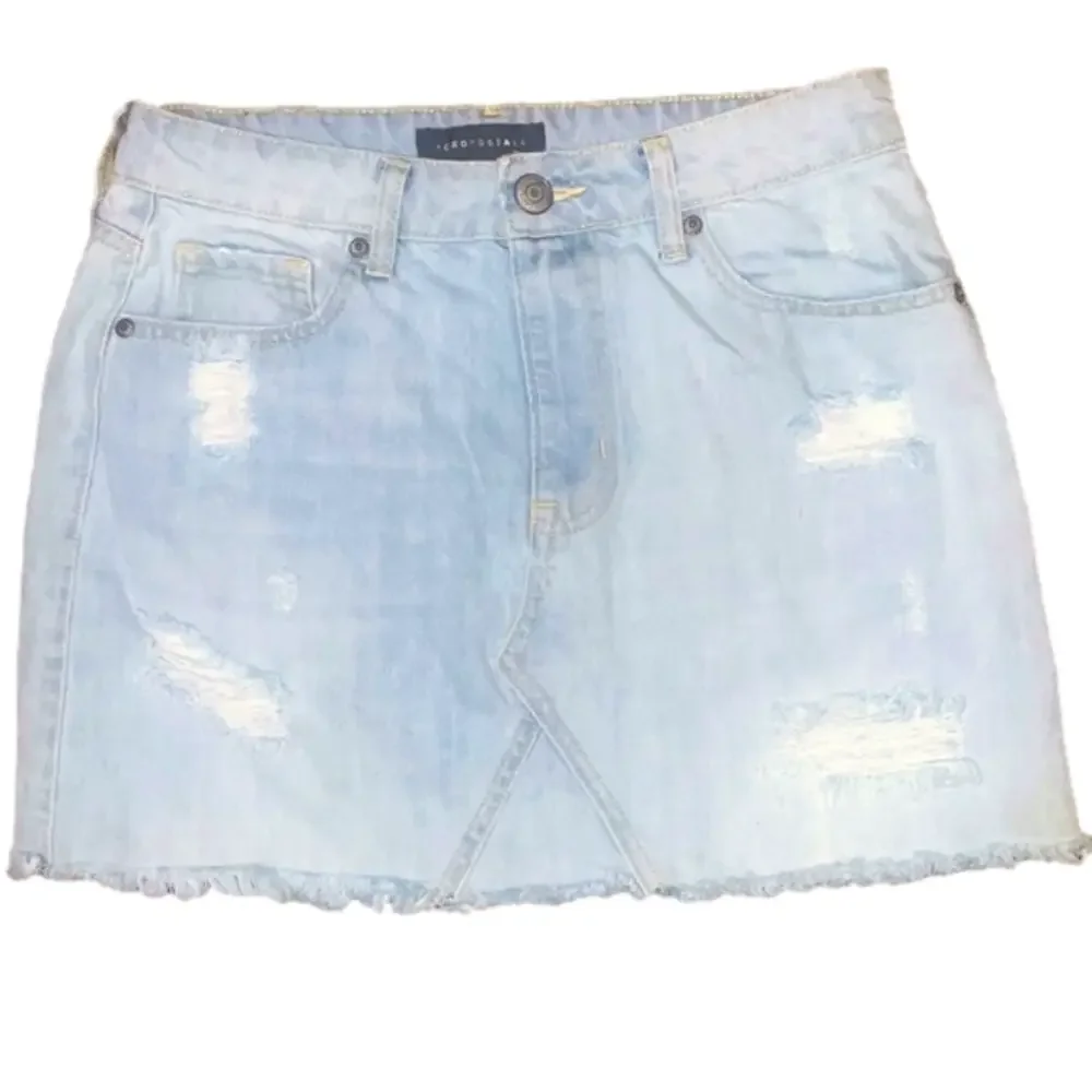AEROPOSTALE Denim Mini Skirt small Jean Y2K Vintage Distressed Light Wash size 6